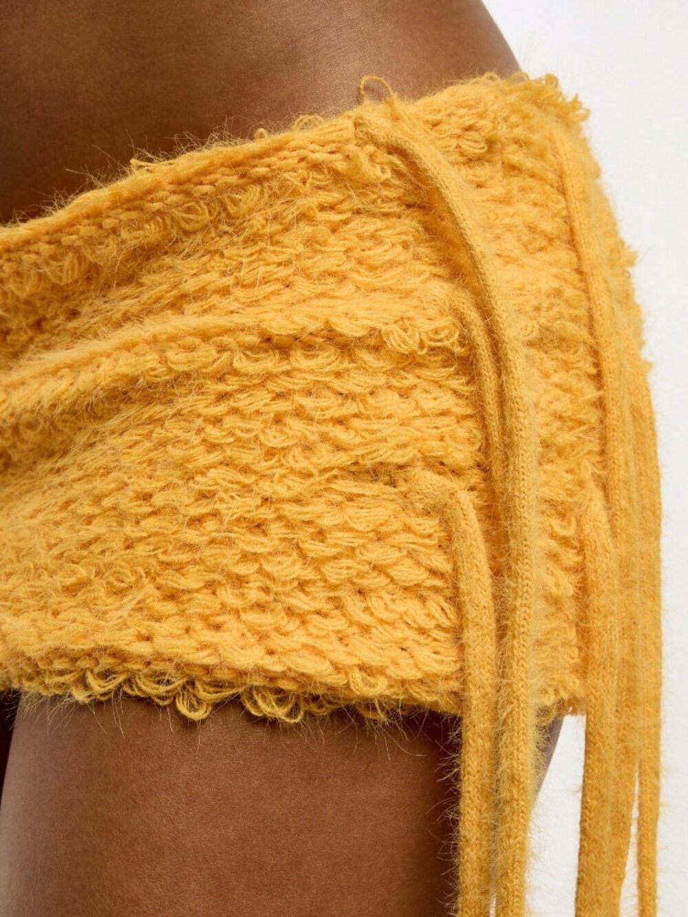 Yellow Boho Crochet Women's Mini Skirt with Fringe - Picture 7 of 7
